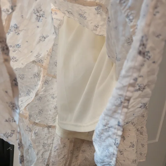 Altar'd State Cream Maxi Skirt with Blue Floral Print - Picture 2 of 10